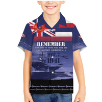Hawaii Pearl Harbor Remembrance Day Family Matching Mermaid Dress and Hawaiian Shirt Flag Style LT05 Son's Shirt Blue - Polynesian Pride