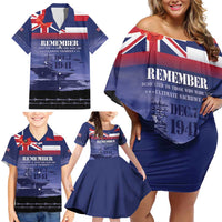 Hawaii Pearl Harbor Remembrance Day Family Matching Off Shoulder Short Dress and Hawaiian Shirt Flag Style LT05 - Polynesian Pride