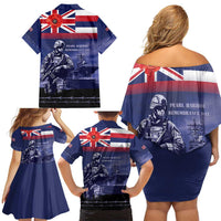 Hawaii Pearl Harbor Remembrance Day Family Matching Off Shoulder Short Dress and Hawaiian Shirt Flag Style LT05 - Polynesian Pride