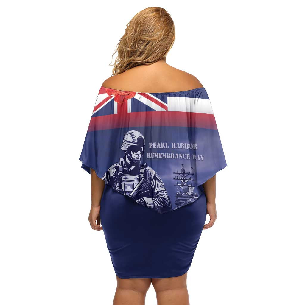 Hawaii Pearl Harbor Remembrance Day Family Matching Off Shoulder Short Dress and Hawaiian Shirt Flag Style LT05 - Polynesian Pride
