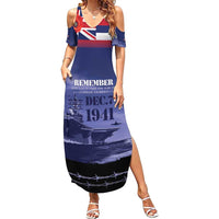 Hawaii Pearl Harbor Remembrance Day Family Matching Summer Maxi Dress and Hawaiian Shirt Flag Style LT05 Mom's Dress Blue - Polynesian Pride