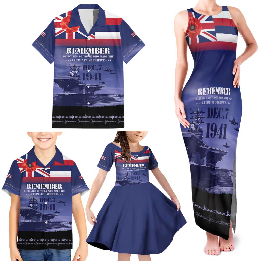 Hawaii Pearl Harbor Remembrance Day Family Matching Tank Maxi Dress and Hawaiian Shirt Flag Style LT05 - Polynesian Pride