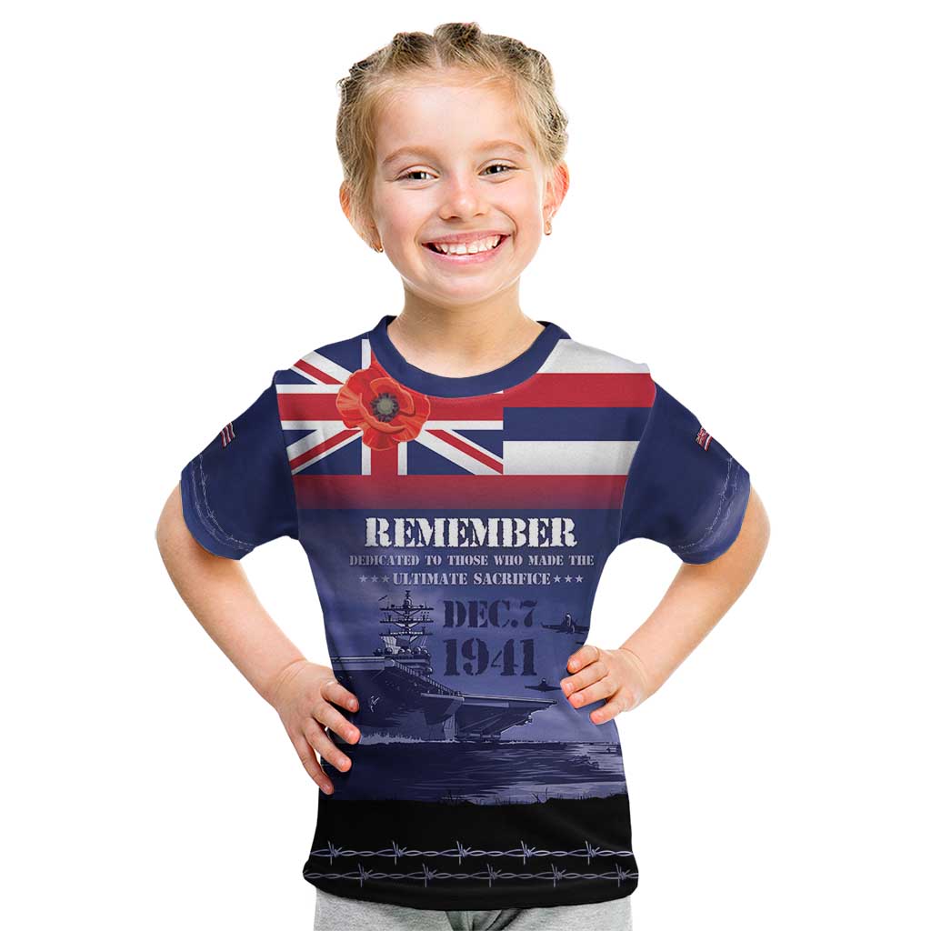 Hawaii Pearl Harbor Remembrance Day Kid T Shirt Flag Style LT05 Blue - Polynesian Pride