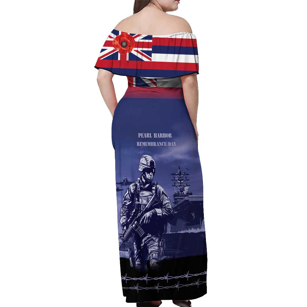 Hawaii Pearl Harbor Remembrance Day Off Shoulder Maxi Dress Flag Style