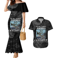 Personalized Pearl Harbor Remembrance Day Couples Matching Mermaid Dress and Hawaiian Shirt We Will Always Remember LT05 Black - Polynesian Pride