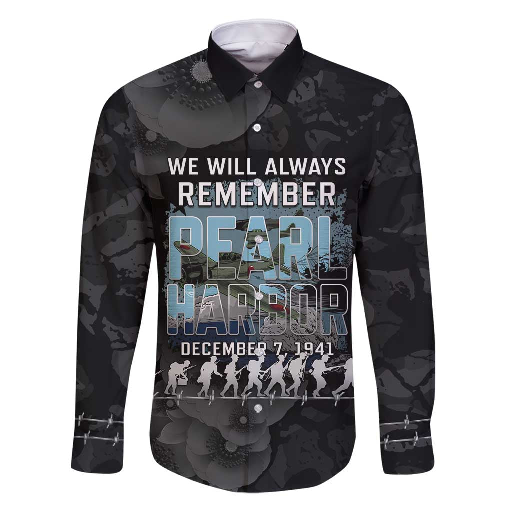 Personalized Pearl Harbor Remembrance Day Family Matching Mermaid Dress and Hawaiian Shirt We Will Always Remember LT05 Dad's Shirt - Long Sleeve Black - Polynesian Pride