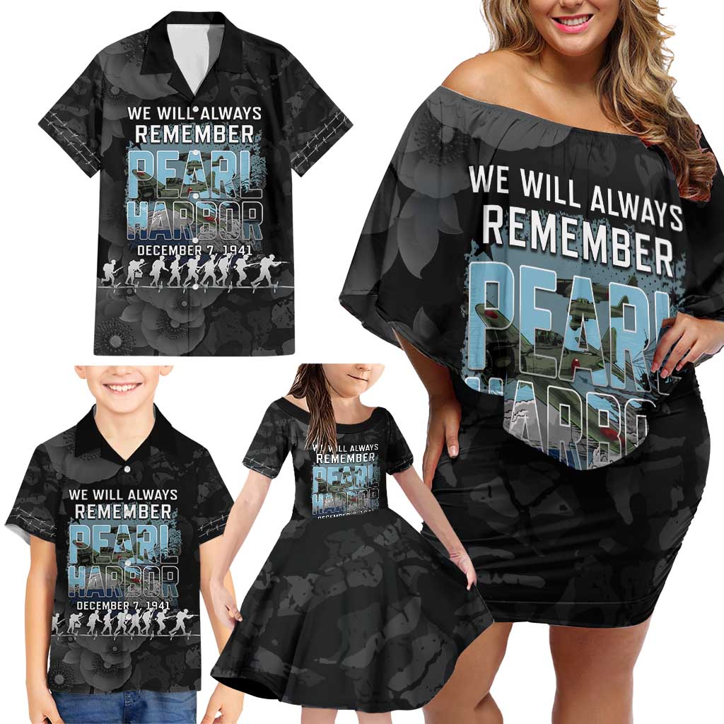Personalized Pearl Harbor Remembrance Day Family Matching Off Shoulder Short Dress and Hawaiian Shirt We Will Always Remember LT05 - Polynesian Pride
