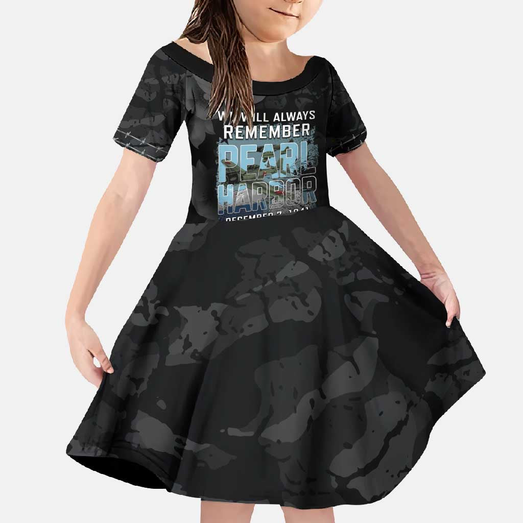 Personalized Pearl Harbor Remembrance Day Family Matching Summer Maxi Dress and Hawaiian Shirt We Will Always Remember LT05 Daughter's Dress Black - Polynesian Pride