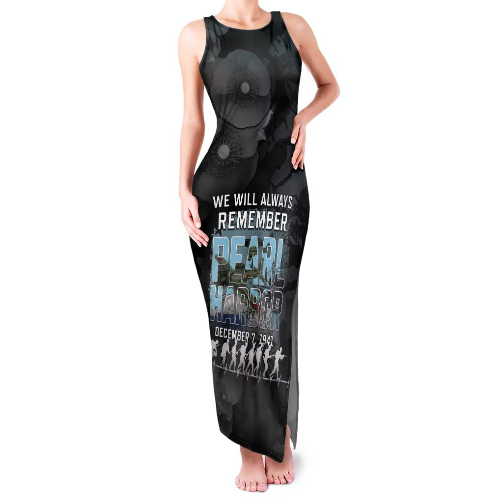 Personalized Pearl Harbor Remembrance Day Family Matching Tank Maxi Dress and Hawaiian Shirt We Will Always Remember LT05 Mom's Dress Black - Polynesian Pride