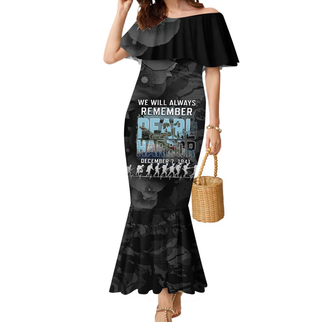 Personalized Pearl Harbor Remembrance Day Mermaid Dress We Will Always Remember LT05 Women Black - Polynesian Pride