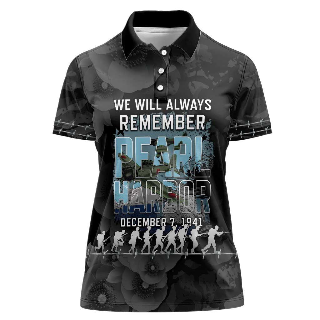 Personalized Pearl Harbor Remembrance Day Women Polo Shirt We Will Always Remember