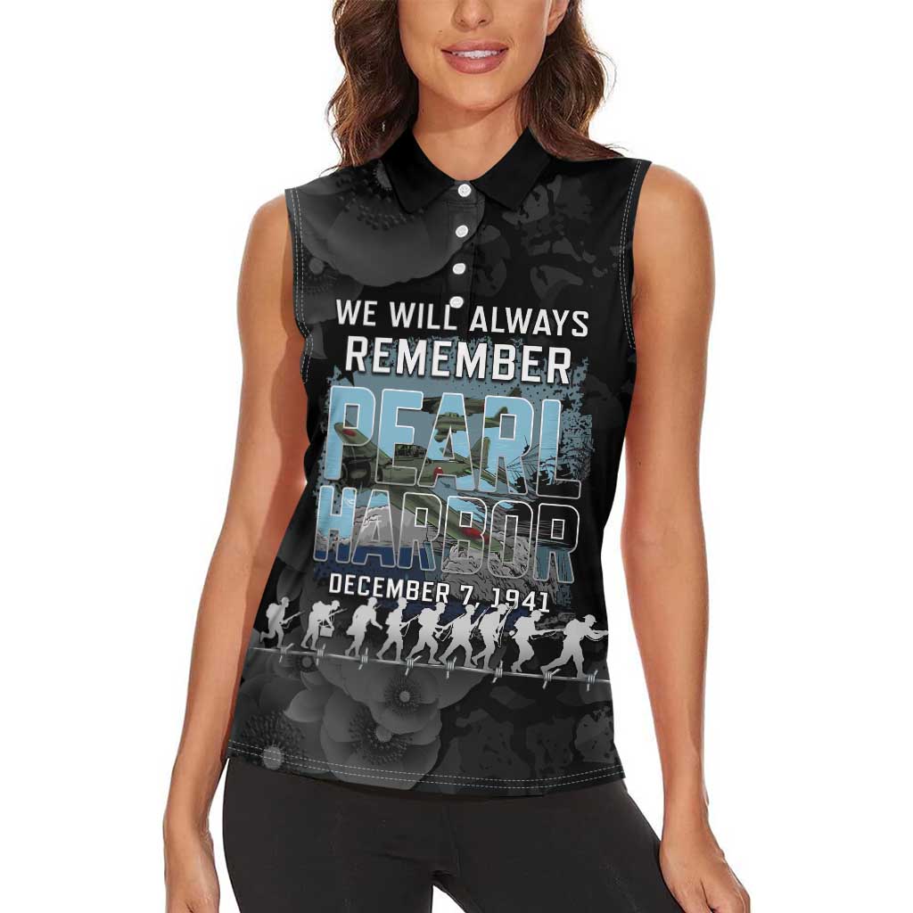 Personalized Pearl Harbor Remembrance Day Women Sleeveless Polo Shirt We Will Always Remember