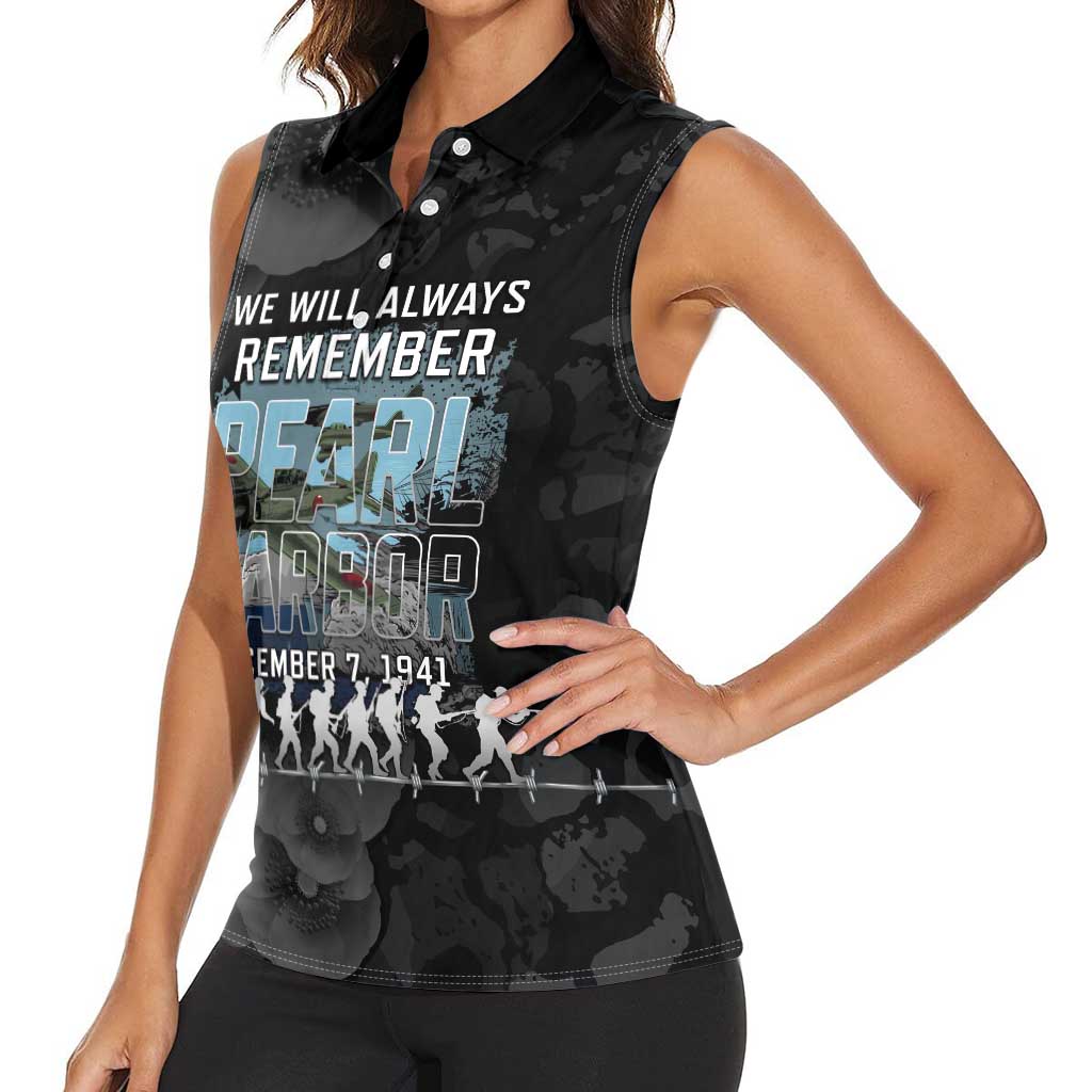 Personalized Pearl Harbor Remembrance Day Women Sleeveless Polo Shirt We Will Always Remember
