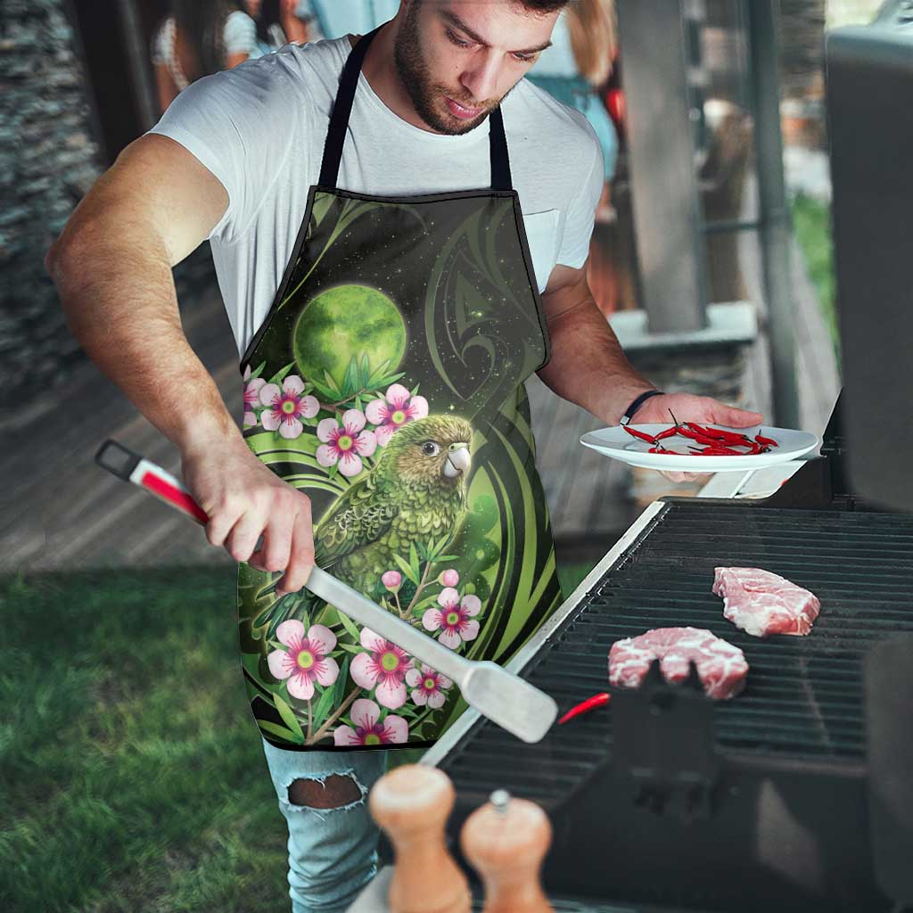 New Zealand Aotearoa Kakapo Apron Maori Pattern With Manuka Galaxy Style - Polynesian Pride
