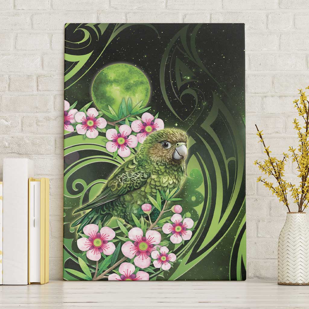 New Zealand Aotearoa Kakapo Canvas Wall Art Maori Pattern With Manuka Galaxy Style - Polynesian Pride