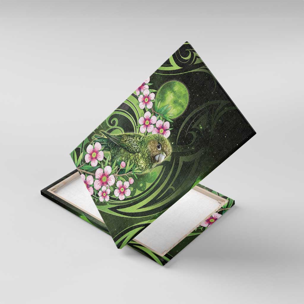 New Zealand Aotearoa Kakapo Canvas Wall Art Maori Pattern With Manuka Galaxy Style - Polynesian Pride
