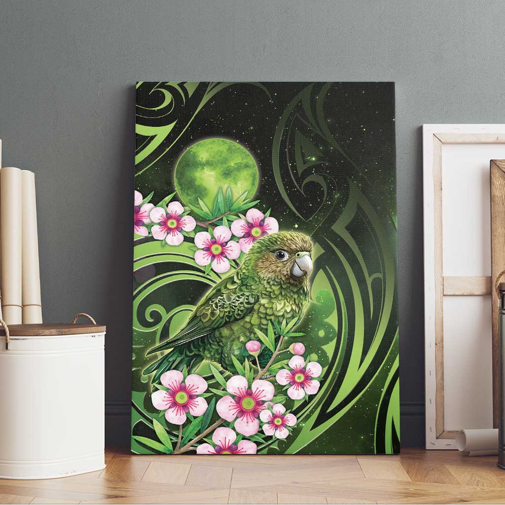 New Zealand Aotearoa Kakapo Canvas Wall Art Maori Pattern With Manuka Galaxy Style - Polynesian Pride