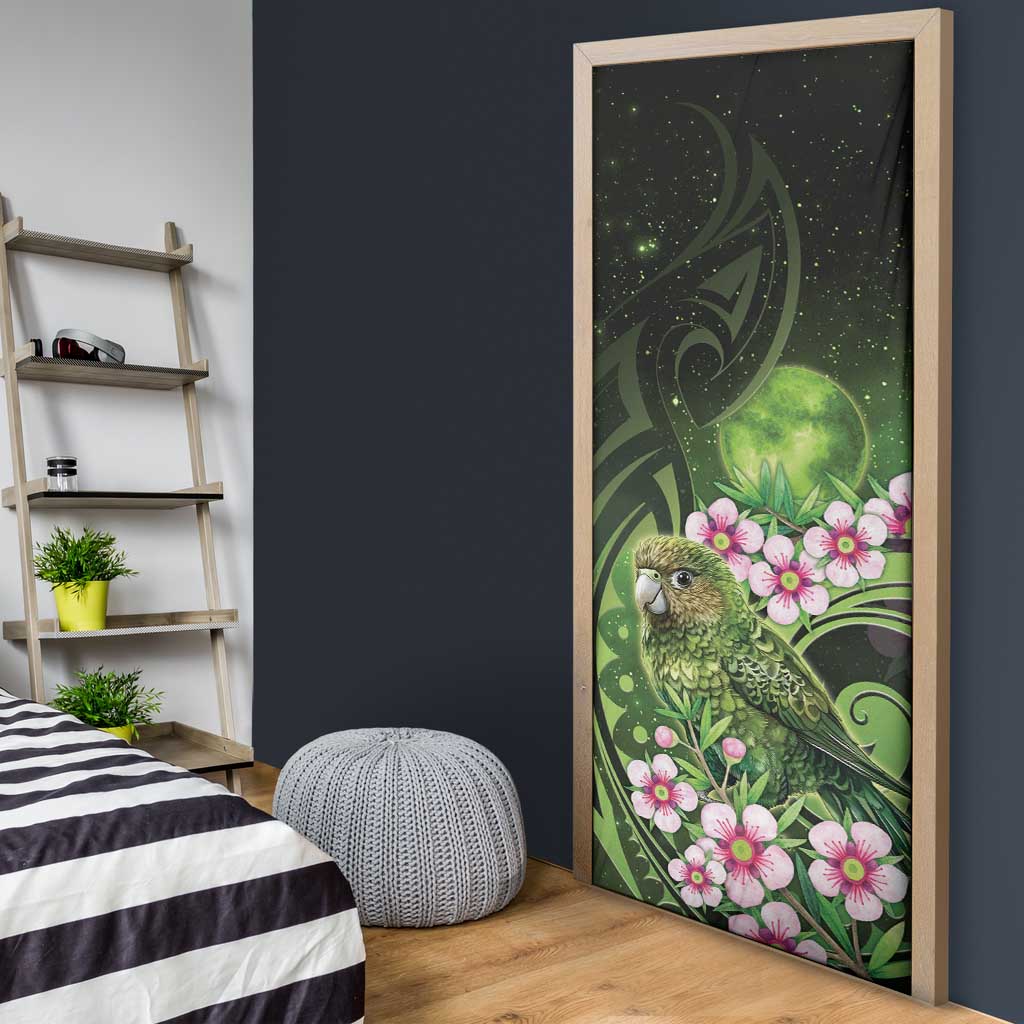 New Zealand Aotearoa Kakapo Door Cover Maori Pattern With Manuka Galaxy Style - Polynesian Pride