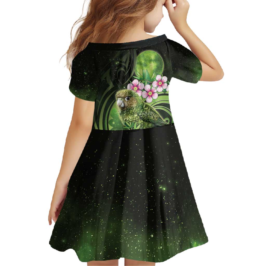 New Zealand Aotearoa Kakapo Family Matching Long Sleeve Bodycon Dress and Hawaiian Shirt Maori Pattern With Manuka Galaxy Style - Polynesian Pride