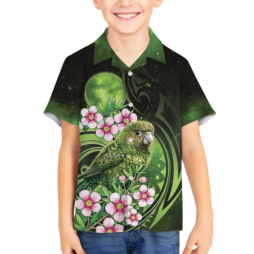 New Zealand Aotearoa Kakapo Family Matching Off Shoulder Maxi Dress and Hawaiian Shirt Maori Pattern With Manuka Galaxy Style - Polynesian Pride
