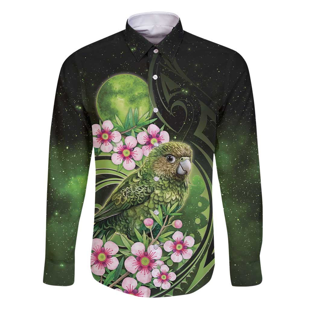 New Zealand Aotearoa Kakapo Family Matching Off Shoulder Short Dress and Hawaiian Shirt Maori Pattern With Manuka Galaxy Style - Polynesian Pride