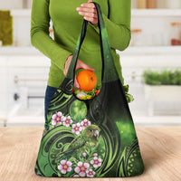 New Zealand Aotearoa Kakapo Grocery Bag Maori Pattern With Manuka Galaxy Style - Polynesian Pride