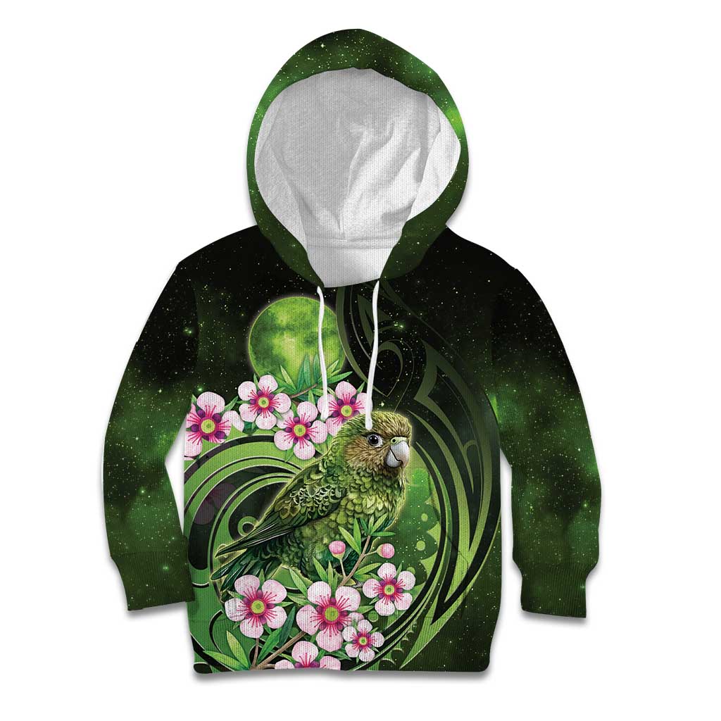 New Zealand Aotearoa Kakapo Kid Hoodie Maori Pattern With Manuka Galaxy Style - Polynesian Pride
