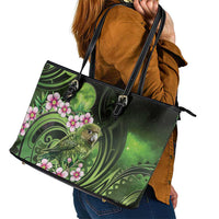 New Zealand Aotearoa Kakapo Leather Tote Bag Maori Pattern With Manuka Galaxy Style - Polynesian Pride