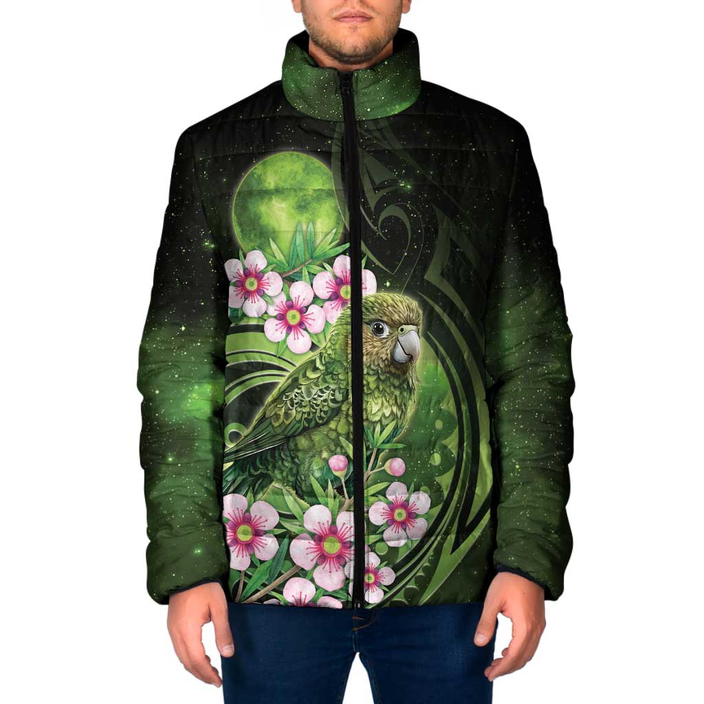 New Zealand Aotearoa Kakapo Padded Jacket Maori Pattern With Manuka Galaxy Style - Polynesian Pride