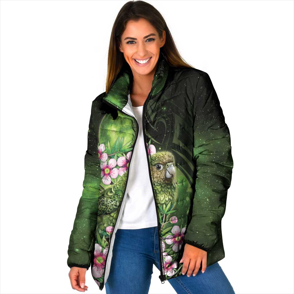 New Zealand Aotearoa Kakapo Padded Jacket Maori Pattern With Manuka Galaxy Style - Polynesian Pride