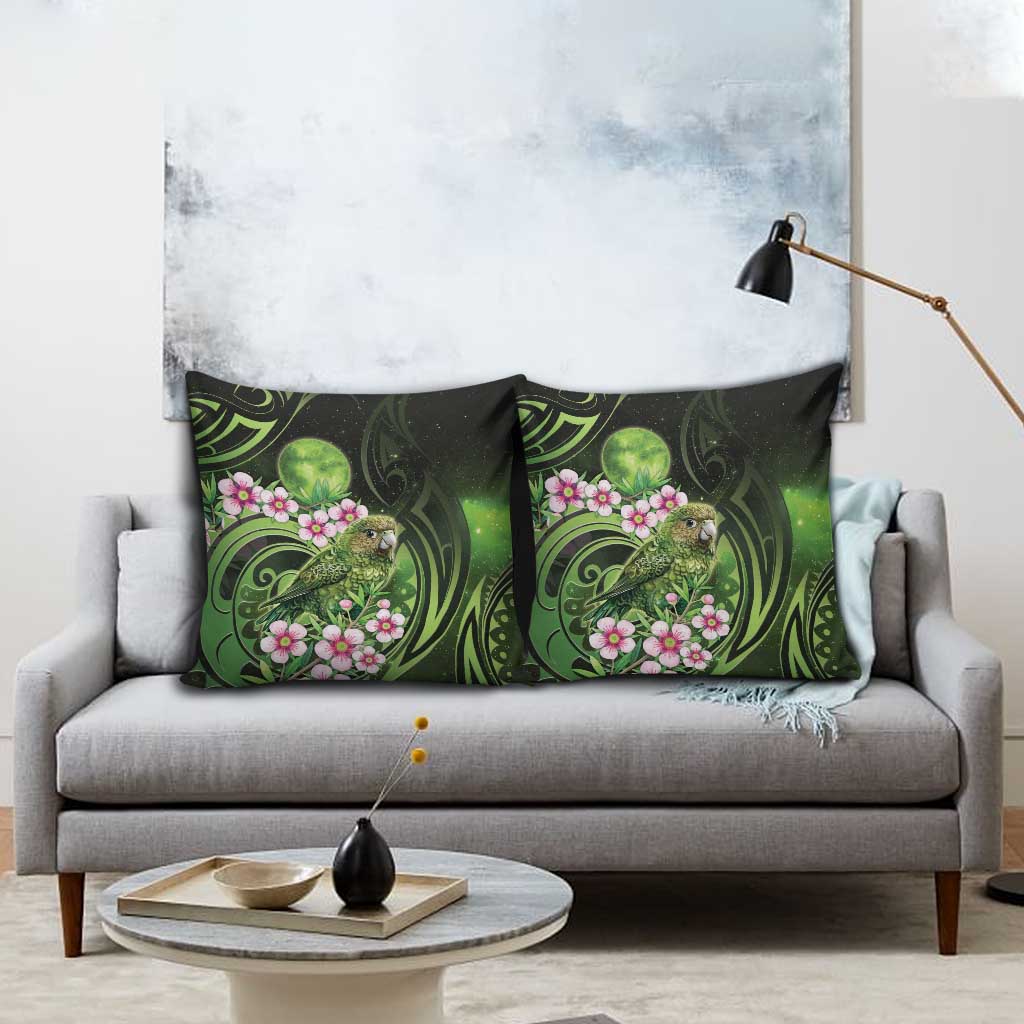 New Zealand Aotearoa Kakapo Pillow Cover Maori Pattern With Manuka Galaxy Style - Polynesian Pride