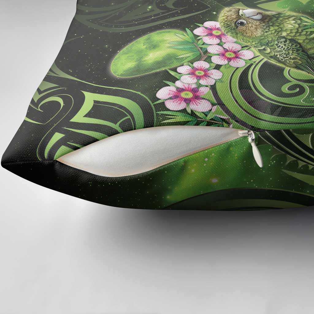 New Zealand Aotearoa Kakapo Pillow Cover Maori Pattern With Manuka Galaxy Style - Polynesian Pride