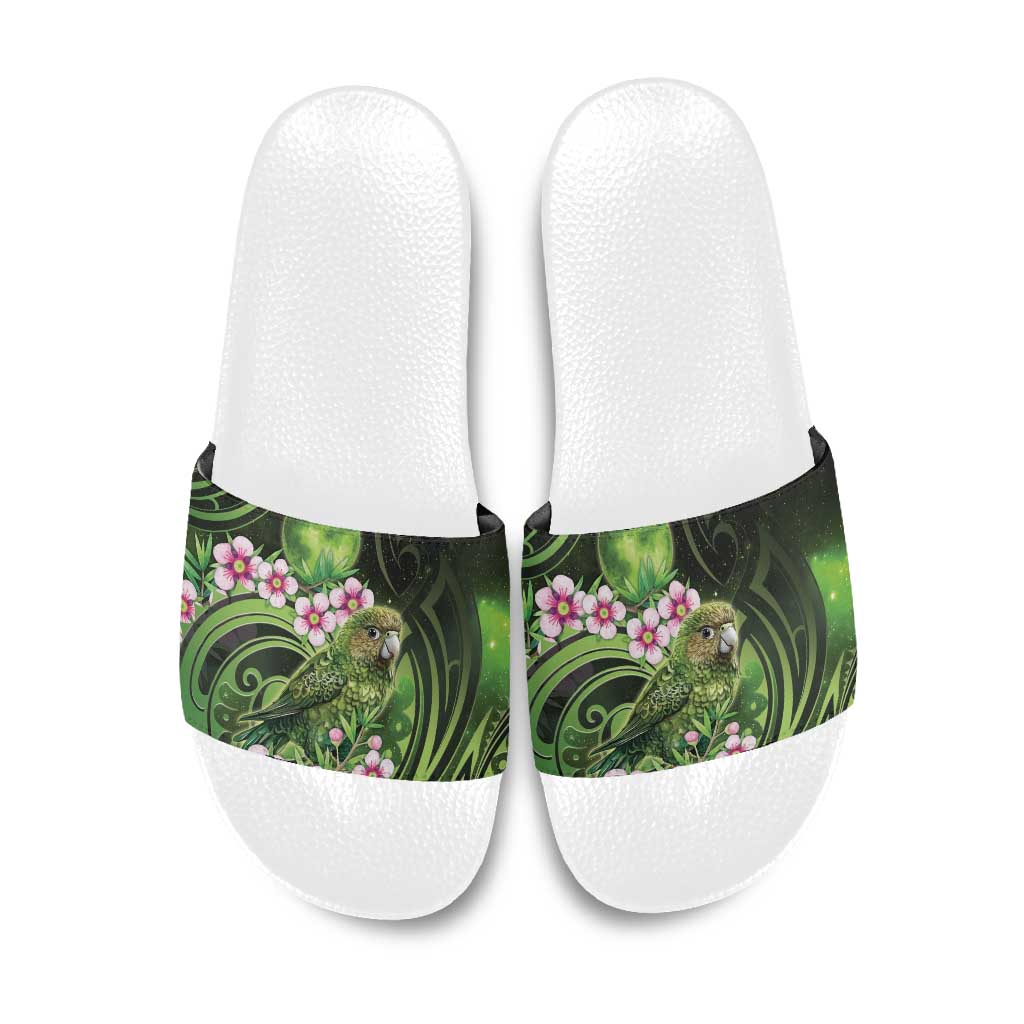 New Zealand Aotearoa Kakapo Slide Sandals Maori Pattern With Manuka Galaxy Style - Polynesian Pride