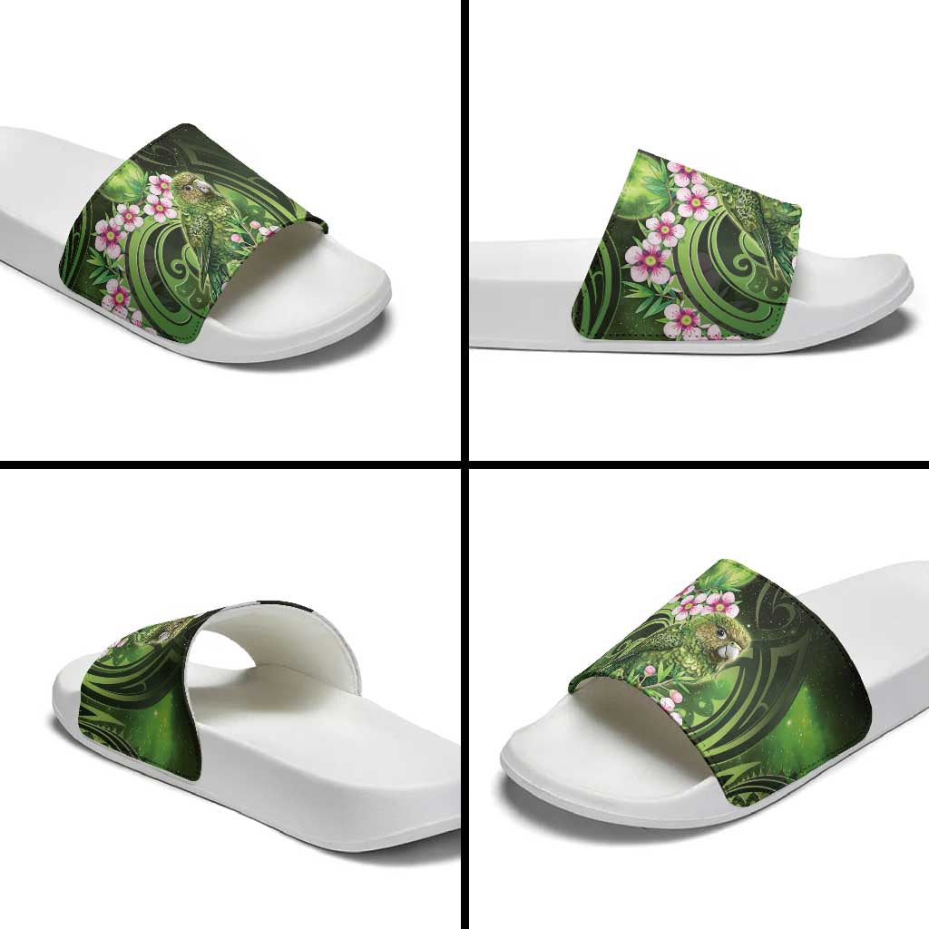 New Zealand Aotearoa Kakapo Slide Sandals Maori Pattern With Manuka Galaxy Style - Polynesian Pride