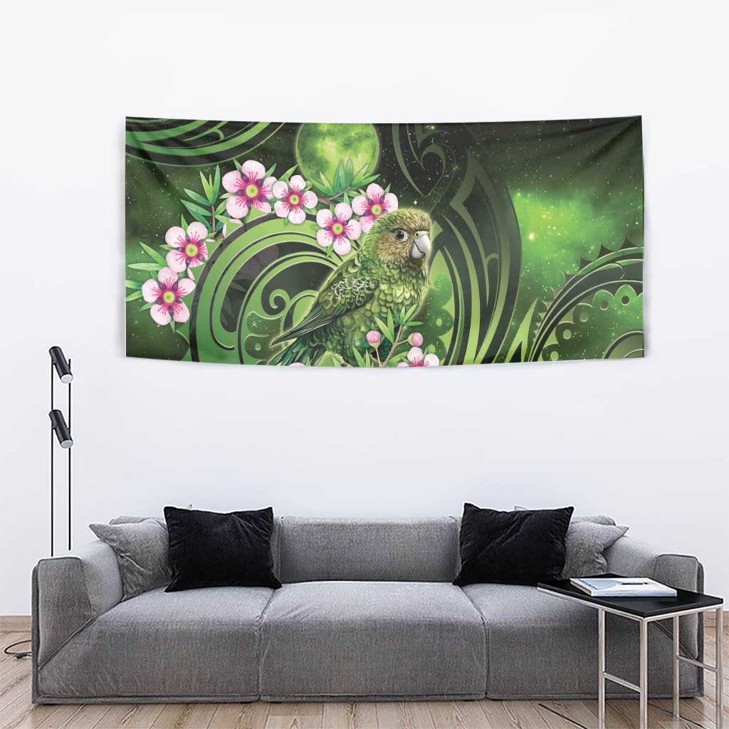 New Zealand Aotearoa Kakapo Tapestry Maori Pattern With Manuka Galaxy Style - Polynesian Pride