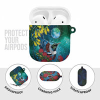 New Zealand Tui Bird AirPods Case Maori Koru With Pohutukawa Galaxy Style - Polynesian Pride