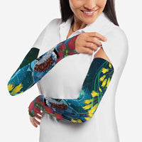 New Zealand Tui Bird Arm Sleeves Maori Koru With Pohutukawa Galaxy Style - Polynesian Pride