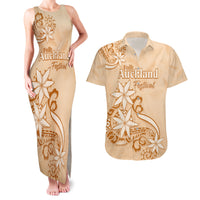 Personalised New Zealand Auckland Folk Festival Couples Matching Tank Maxi Dress and Hawaiian Shirt Vintage Style LT05 Brown - Polynesian Pride