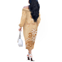 Personalised New Zealand Auckland Folk Festival Off The Shoulder Long Sleeve Dress Vintage Style LT05 - Polynesian Pride