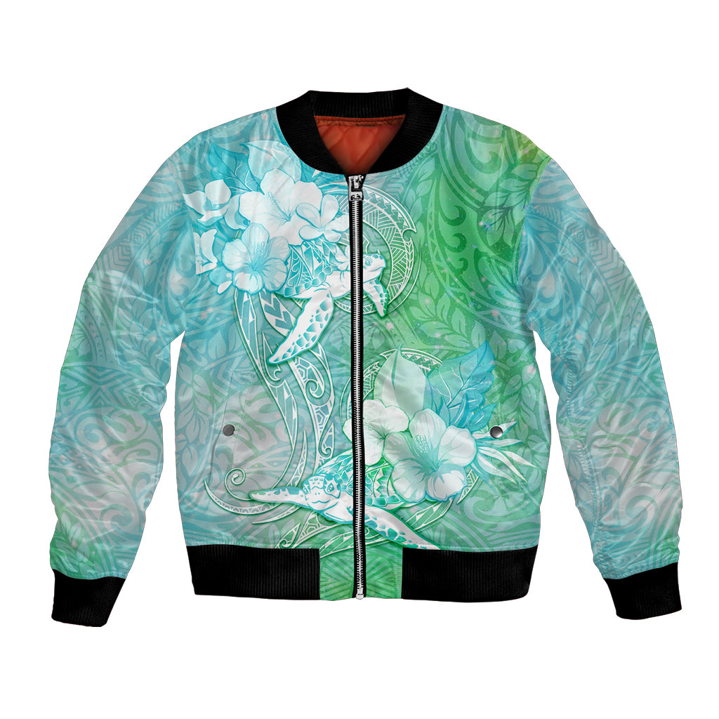 Couple Sea Turtle One Love One Heart Bomber Jacket LT05 Unisex Aqua - Polynesian Pride