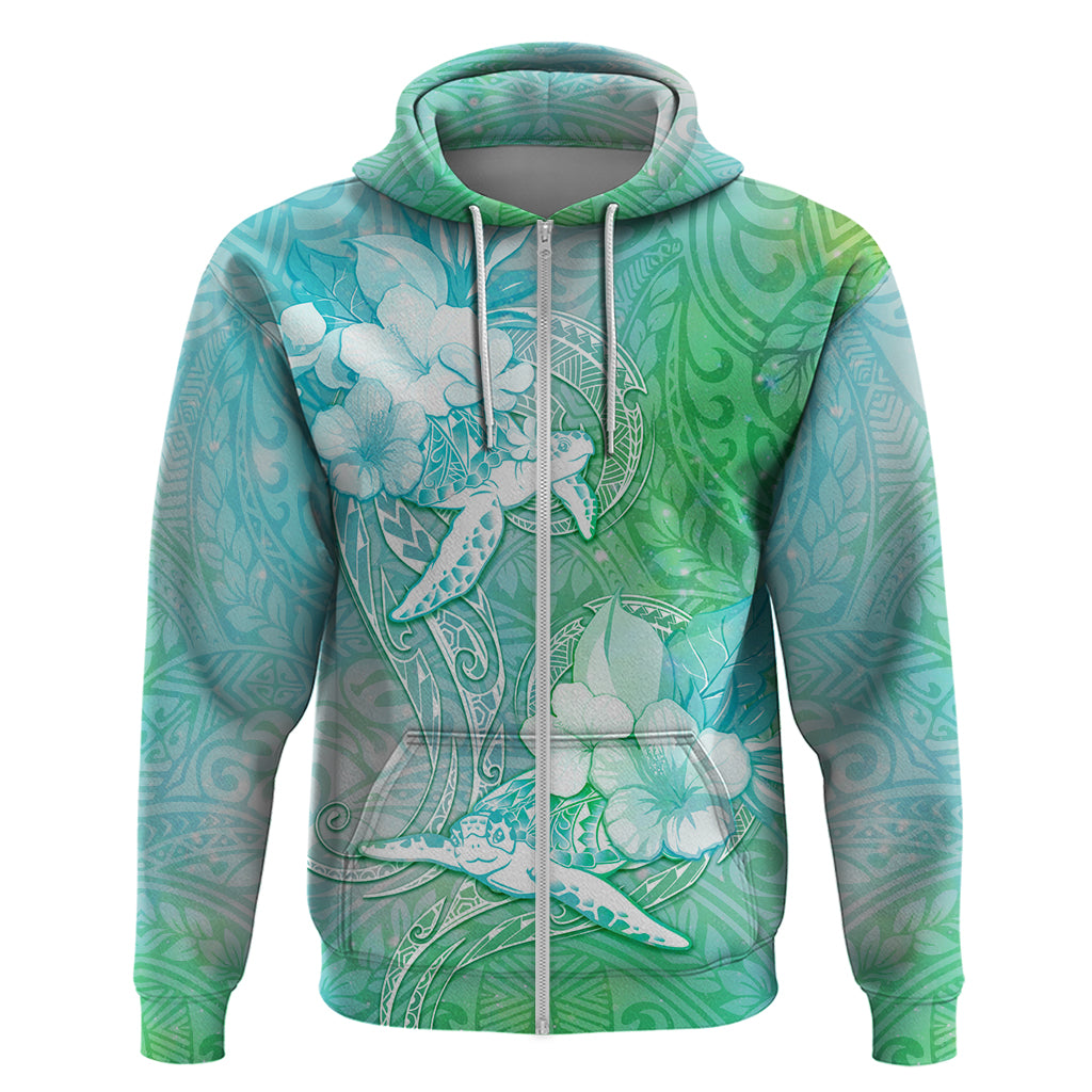 Couple Sea Turtle One Love One Heart Hoodie LT05 Zip Hoodie Aqua - Polynesian Pride