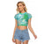 Couple Sea Turtle One Love One Heart Raglan Cropped T Shirt LT05 Female Aqua - Polynesian Pride