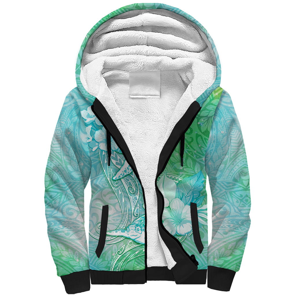 Couple Sea Turtle One Love One Heart Sherpa Hoodie LT05 Unisex Aqua - Polynesian Pride