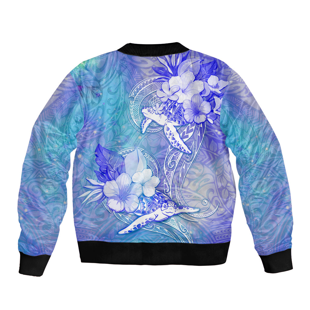 Couple Blue Sea Turtle Heart Love Bomber Jacket LT05 - Polynesian Pride