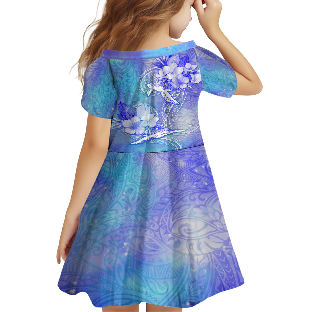 Couple Blue Sea Turtle Heart Love Family Matching Off Shoulder Maxi Dress and Hawaiian Shirt LT05 - Polynesian Pride