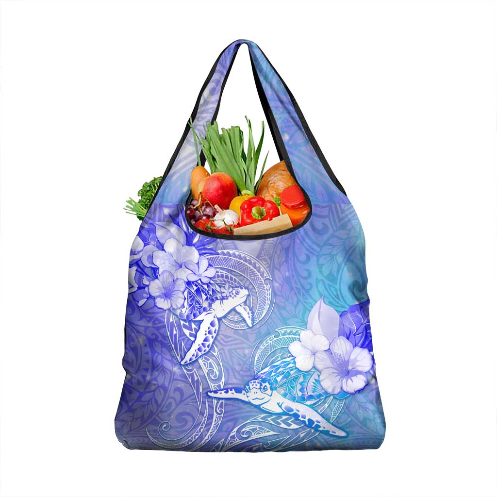 Couple Blue Sea Turtle Heart Love Grocery Bag