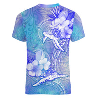 Couple Blue Sea Turtle Heart Love Women V Neck T Shirt LT05 - Polynesian Pride