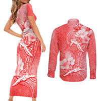 Polynesia Sea Turtle Couple Couples Matching Short Sleeve Bodycon Dress and Long Sleeve Button Shirt Happy Valentine Day Red LT05 - Polynesian Pride