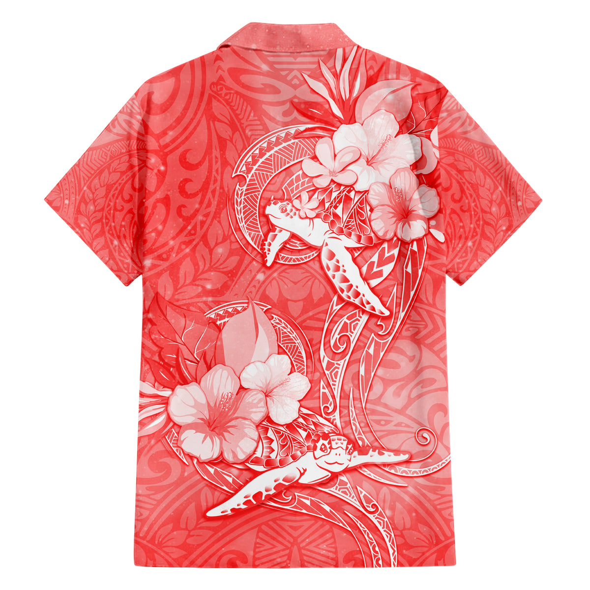 Polynesia Sea Turtle Couple Family Matching Short Sleeve Bodycon Dress and Hawaiian Shirt Happy Valentine Day Red LT05 - Polynesian Pride