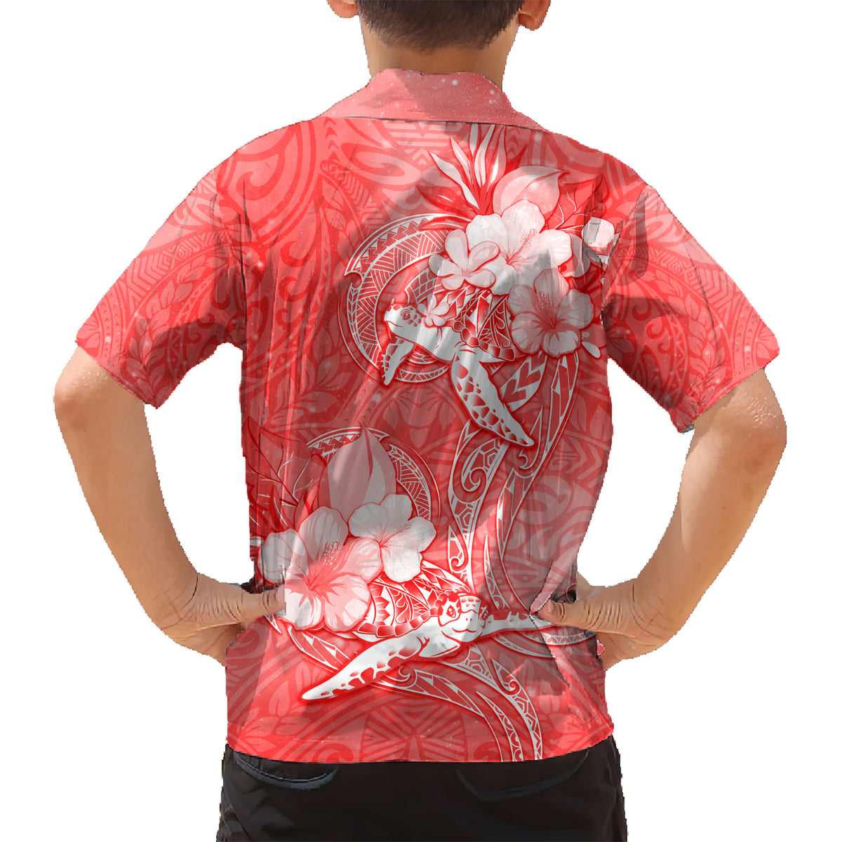 Polynesia Sea Turtle Couple Kid Hawaiian Shirt Happy Valentine Day Red LT05 - Polynesian Pride